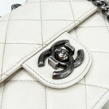 CHANEL PERFECT EDGE FLAP BAG IN AGED WHITE CALFSKIN LEA & RUTHENIUM HW