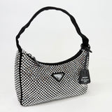 PRADA MINI RE EDITION 2000 IN CRYSTAL & BLK SATIN - BLuxe Boutique
