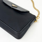 PRADA BLK TESSUTO NYLON & SAFFIANO LEA FLAP CROSSBODY POUCH