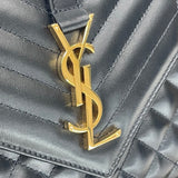 SAINT LAURENT ENVELOPE IN BLK QUILTED MATELASSE LMSKN LEA & GHW