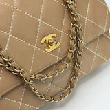 CHANEL WILD STITCH FLAP BAG IN BEIGE CALFSKIN LEA & BRUSHED GHW