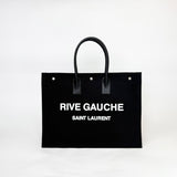 SAINT LAURENT RIVE GAUCHE BLK CANVAS TOTE - BLuxe Boutique
