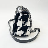 CHRISTIAN DIOR CARO SM BLK & WHT HOUNDSTOOTH BAG