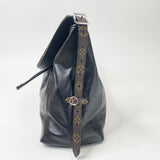 LOUIS VUITTON CARRYALL VIBE MM IN BLK LMSKIN LEA & SHW + POUCH