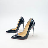 CHRISTIAN LOUBOUTIN BLK PATENT SO KATE PUMPS sz 35