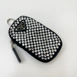 PRADA TRIANGLE CROSSBODY IN CRYSTAL & BLK SATIN