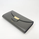 CELINE CONTINENTAL LONG FLAP WALLET IN OLIVE PEBBLED LEA & GHW