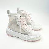 LOUIS VUITTON SQUAD PEARL PINK IRRIDESCENT MONO SNEAKERS sz. 38