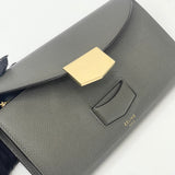 CELINE CONTINENTAL LONG FLAP WALLET IN OLIVE PEBBLED LEA & GHW