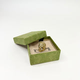 GUCCI GOLD TONE LIONS HEAD RING W CRYSTAL