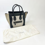 CELINE MICRO LUGGAGE IN TRI COLOR BLK CLF LEA GREEN SUEDE & CANVAS