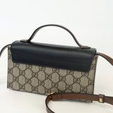 GUCCI SUPREME CANVAS & BLK LEA PADLOCK MINI TOP HANDLE CROSSBODY