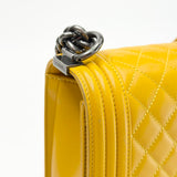 CHANEL MEDIUM BOY BAG IN YELLOW QUILTED LAMBSKIN & RUTHENIUM HW