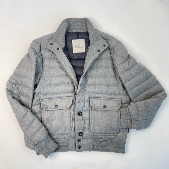 MONCLER PEETERS GREY WOOL QUILTED GOOSE DOWN JACKET UNISEX