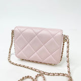 CHANEL MINI CLUTCH ON CHAIN IN LT PINK LAMBSKIN LEA & LIGHT GHW