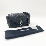 SAINT LAURENT YSL TRIQUILT ENVELOPE CROSSBODY IN BLK GOATSKIN LEA & RHW