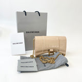 BALENCIAGA BEIGE CROC EMBOSSED LEA HOURGLASS WOC