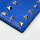 VALENTINO ROCKSTUD CARD HOLDER IN BLUE LEA & GHW