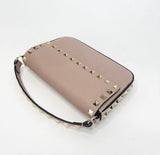 VALENTINO ROCKSTUD POUDRE PEBBLED LEATHER TOP HANDLE MINI CROSSBODY