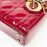 CHRISTIAN DIOR MINI LADY DIOR IN RED PATENT LEA & GHW - BLuxe Boutique