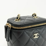 CHANEL MINI SQUARE VANITY CROSSBODY IN BLK CAVIAR LEA & LIGHT GHW