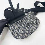 CHRISTIAN DIOR SADDLE OBLIQUE CANVAS & BLK LEA CROSSBODY BAG