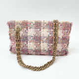 CHANEL VERTICAL LOCK FLAP IN PINK TWEED & MATTE GHW