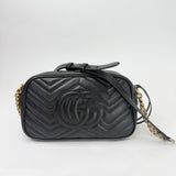GUCCI MARMONT CAMERA BAG IN BLK LEA & GHW - BLuxe Boutique