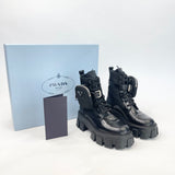 PRADA MONOLITH BOOTS IN BLK LEA & RE NYLON sz 36.5