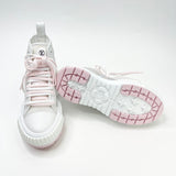 LOUIS VUITTON SQUAD PEARL PINK IRRIDESCENT MONO SNEAKERS sz. 38