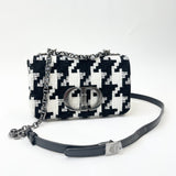 CHRISTIAN DIOR CARO SM BLK & WHT HOUNDSTOOTH BAG
