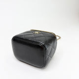 CHANEL MINI SQUARE VANITY PEARL TOP HANDLE IN BLK CAVIAR LEA & LIGHT GHW