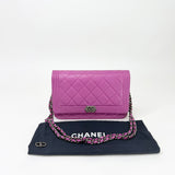 CHANEL BOY WOC IN PURPLE LAMB LEA & RUTHENIUM HW