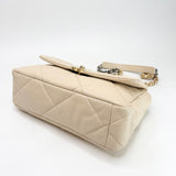 CHANEL LARGE 19 IN CREAM LAMBSKIN LEA & TRI TONE HW