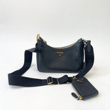PRADA RE EDITION 2005 CROSSBODY IN BLK SAFFIANO LEA & GHW