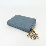CHRISTIAN DIOR LADY DIOR VOYAGEUR GREY LAMBSKIN WALLET 