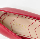 GUCCI GG MARMONT RED LEATHER BALLERINA FLATS 36.5