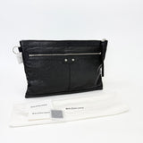 BALENCIAGA LE CITY LARGE CLUTCH IN BLK ARENA LMBSKIN LEA & SHW
