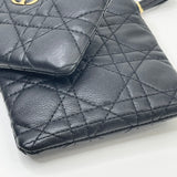 DIOR CARO POUCH IN CANNAGE BLK LEA & GHW