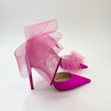 JIMMY CHOO AVERLY PINK SILK BOW PUMPS Sz 39