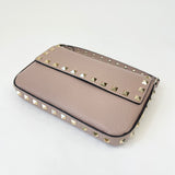 VALENTINO ROCKSTUD POUDRE PEBBLED LEATHER TOP HANDLE MINI CROSSBODY