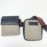 GUCCI GG SUPREME WEB DOUBLE BELT BAG/ CROSSBODY