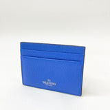VALENTINO ROCKSTUD CARD HOLDER IN BLUE LEA & GHW