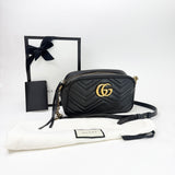 GUCCI MARMONT CAMERA BAG IN BLK LEA & GHW - BLuxe Boutique