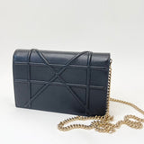 CHRISTIAN DIOR DIORAMA BLK CLFSKN LEA & GHW WALLET ON CHAIN