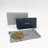 BALENCIAGA EVERYDAY CONTINENTAL BLK LEA WALLET ON CHAIN/ CROSSBODY