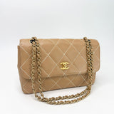 CHANEL WILD STITCH FLAP BAG IN BEIGE CALFSKIN LEA & BRUSHED GHW