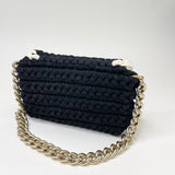 * RARE* CHANEL FANCY CROCHET BLK/ CRM QUILTED FLAP SHOULDER BAG