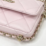 CHANEL MINI CLUTCH ON CHAIN IN LT PINK LAMBSKIN LEA & LIGHT GHW