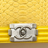 PRE LOVED CHANEL MEDIUM BOY IN YELLOW PYTHON LEA W RHW